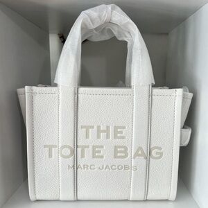 Marc Jacobs The Small Leather Tote Bag Cotton Silver New